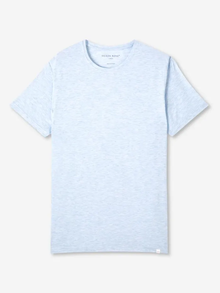 Derek Rose Short Sleeve TShirts Men TShirt Ethan Micro Modal Stretch Light Blue Marl