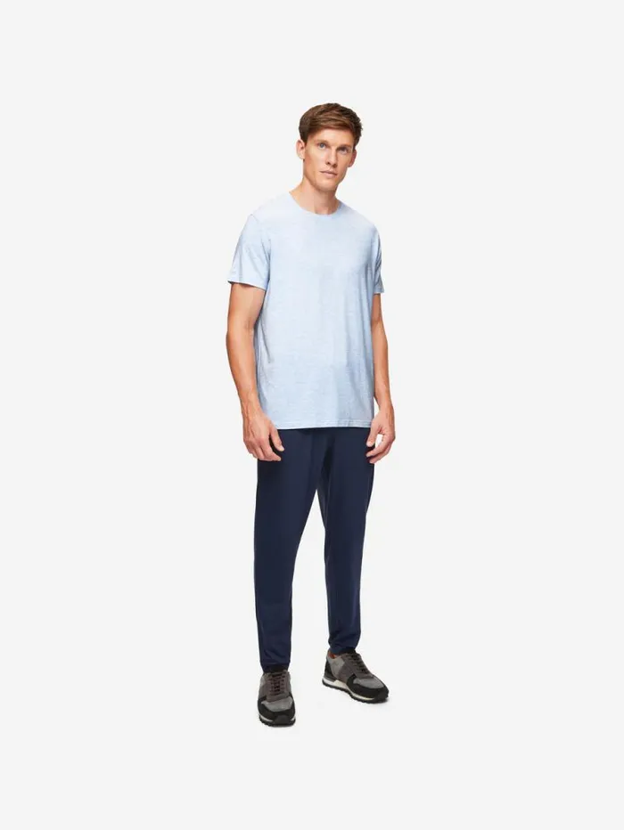Derek Rose Short Sleeve TShirts Men TShirt Ethan Micro Modal Stretch Light Blue Marl