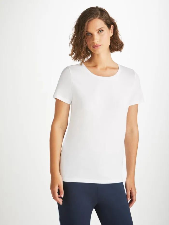 Derek Rose Short Sleeve TShirts Women TShirt Lara Micro Modal Stretch White