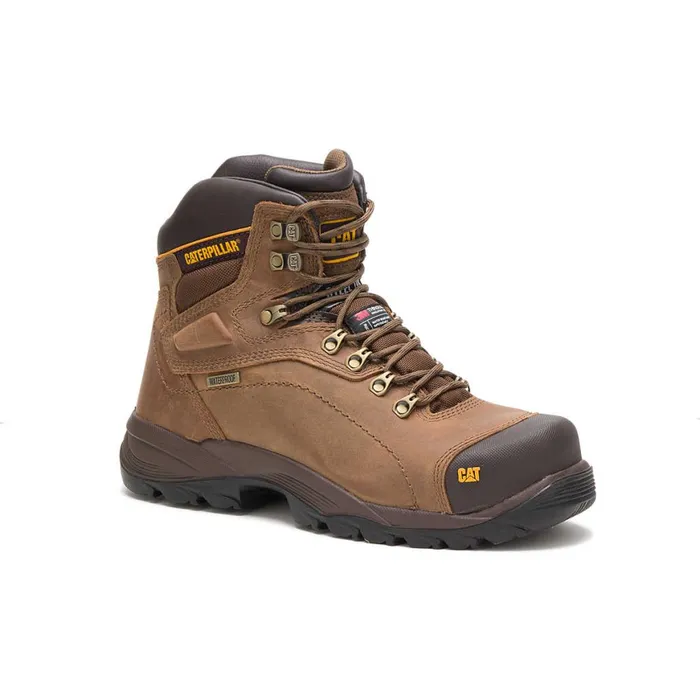 Diagnostic Hi Waterproof Thinsulate Steel Toe Work Boot Dark Beige Men Cat Footwear Boots