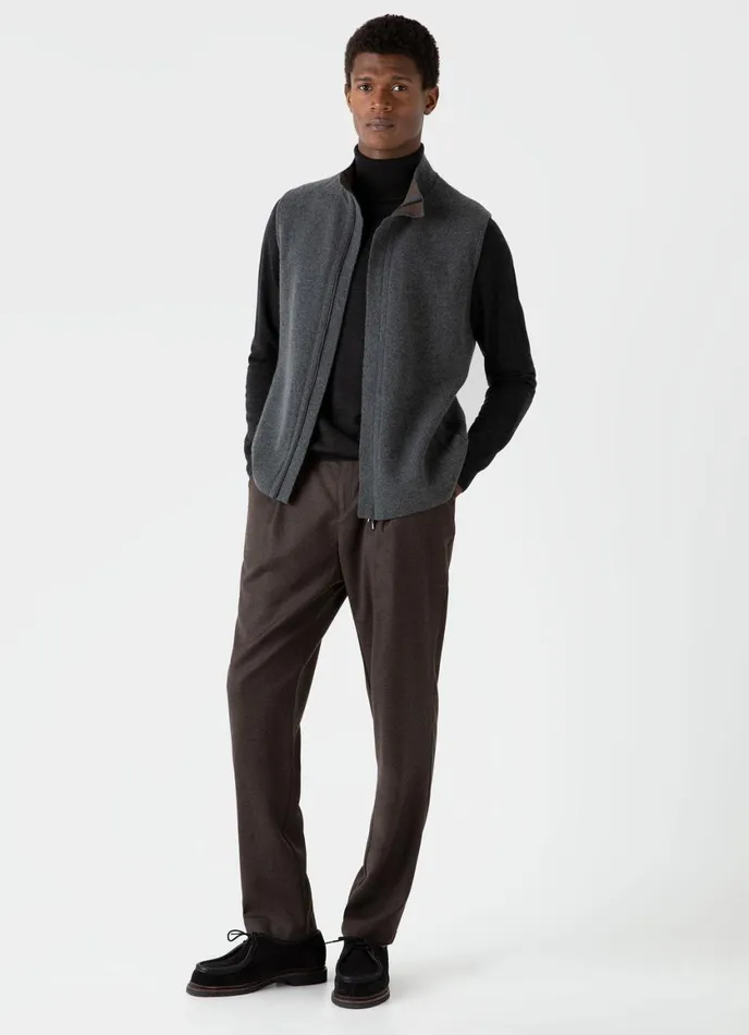 Double Faced Vest Charcoal Melange Men SUNSPEL Jackets and Coats