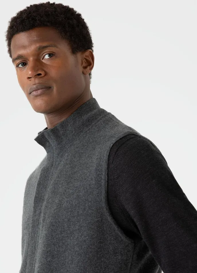 Double Faced Vest Charcoal Melange Men SUNSPEL Jackets and Coats