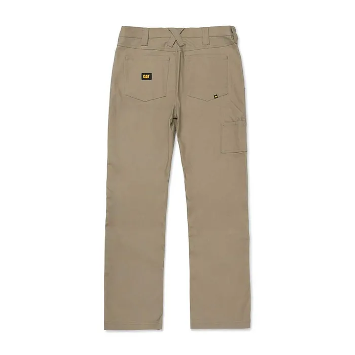 Double Front Stretch Canvas Straight Fit Utility Pant Khaki Men Cat Footwear Pants