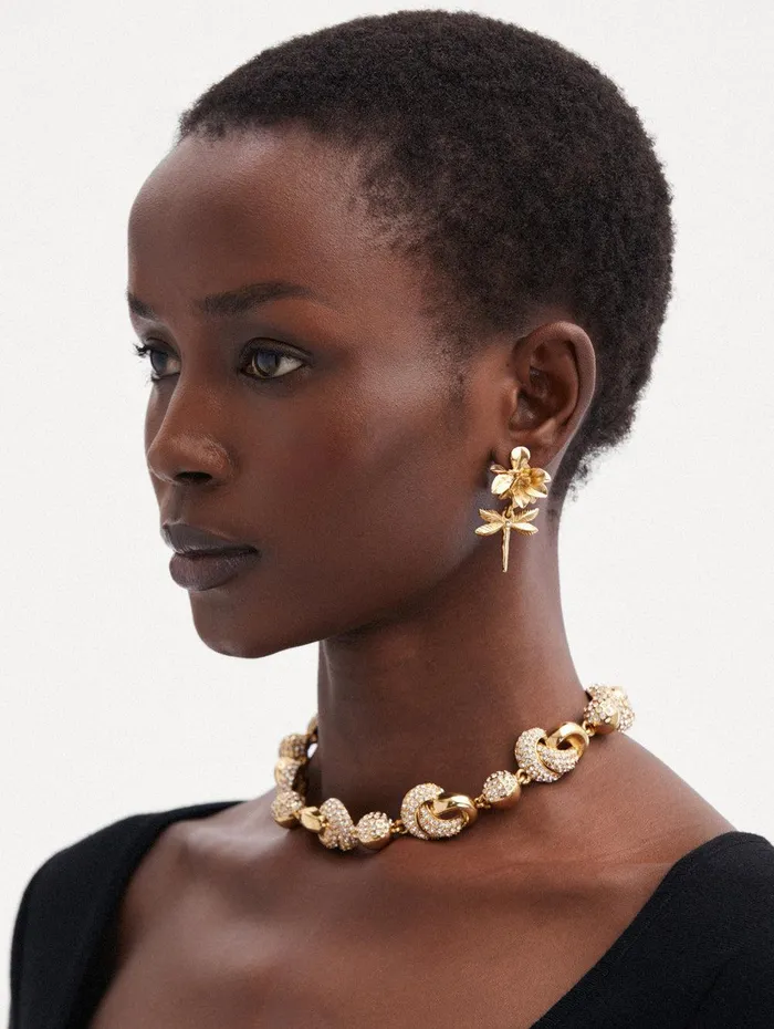Dragonfly Flower ClipOn Earrings Gold Women Oscar De La Renta Earrings Dragonfly Flower ClipOn Earrings Gold Women Oscar De La Renta Earrings