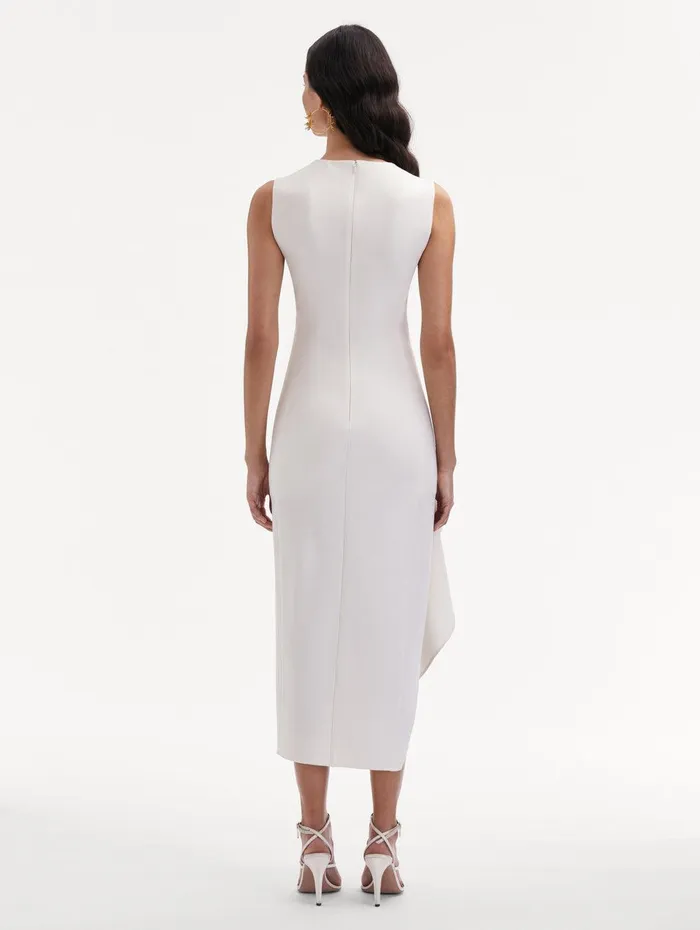 Draped Asymmetrical Wool Dress Off White Women Oscar De La Renta Dresses Draped Asymmetrical Wool Dress Off White Women Oscar De La Renta Dresses