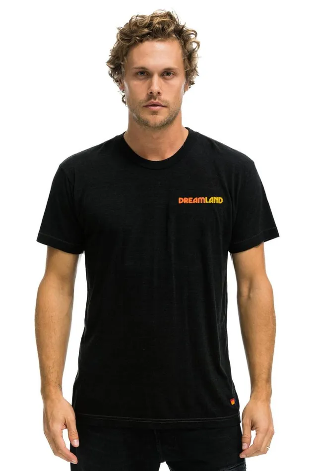 Dreamland Logo Unisex Crew Tee 8211 Black WomenMen Aviator Nation Tees