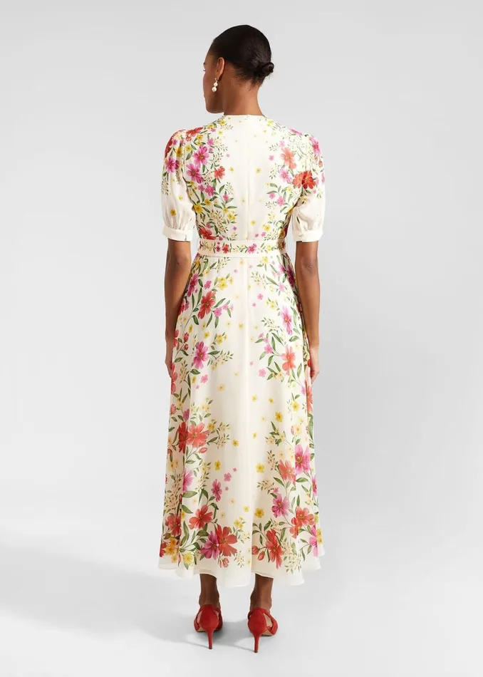 Dresses and Jumpsuits Women HOBBS Aurelia Floral Silk Dress Cream Multi