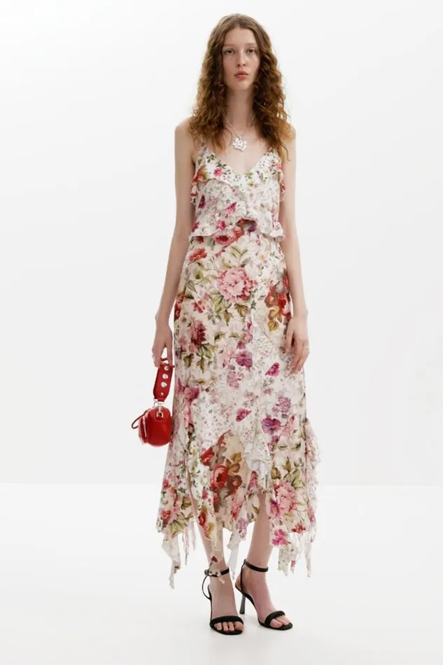 Dresses And Jumpsuits Women Desigual Long Floral Dress Materialfinishes