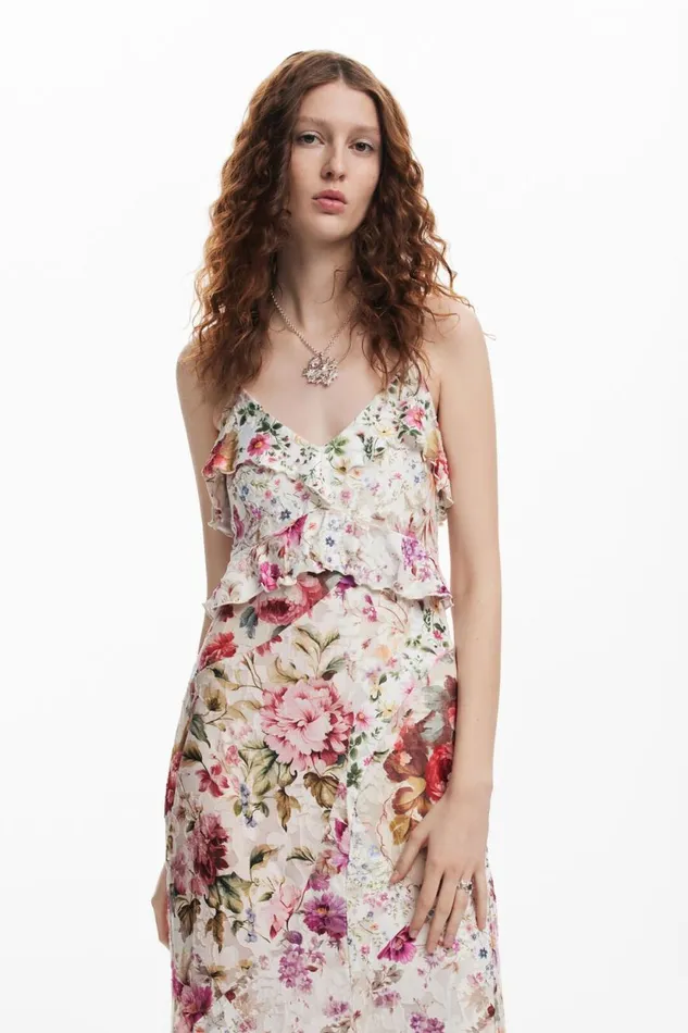 Dresses And Jumpsuits Women Desigual Long Floral Dress Materialfinishes