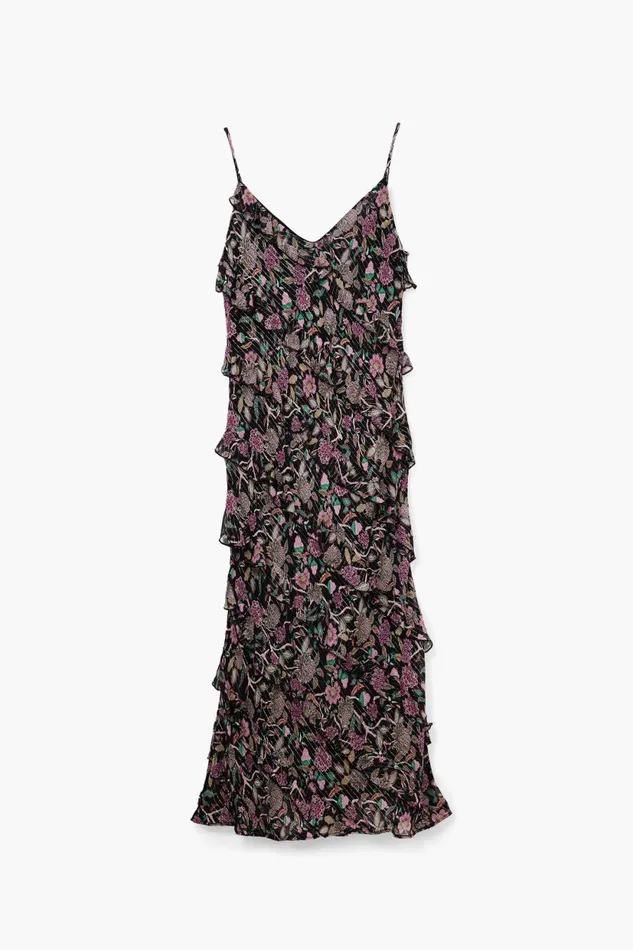 Dresses And Jumpsuits Women Desigual Midi Dress With Ruffles Black