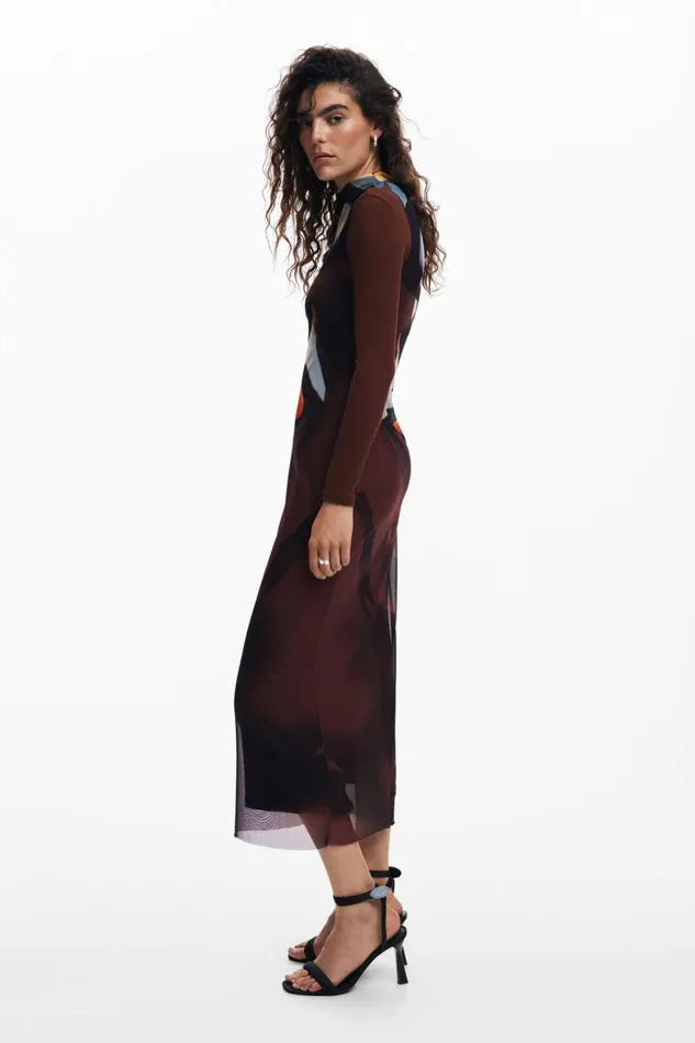 Dresses And Jumpsuits Women Desigual Multiposition Midi Dress Materialfinishes
