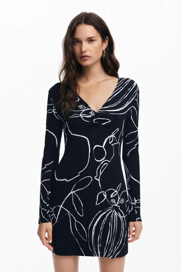 Dresses And Jumpsuits Women Desigual Printed Short Dress Black