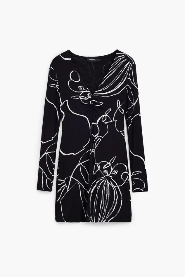 Dresses And Jumpsuits Women Desigual Printed Short Dress Black
