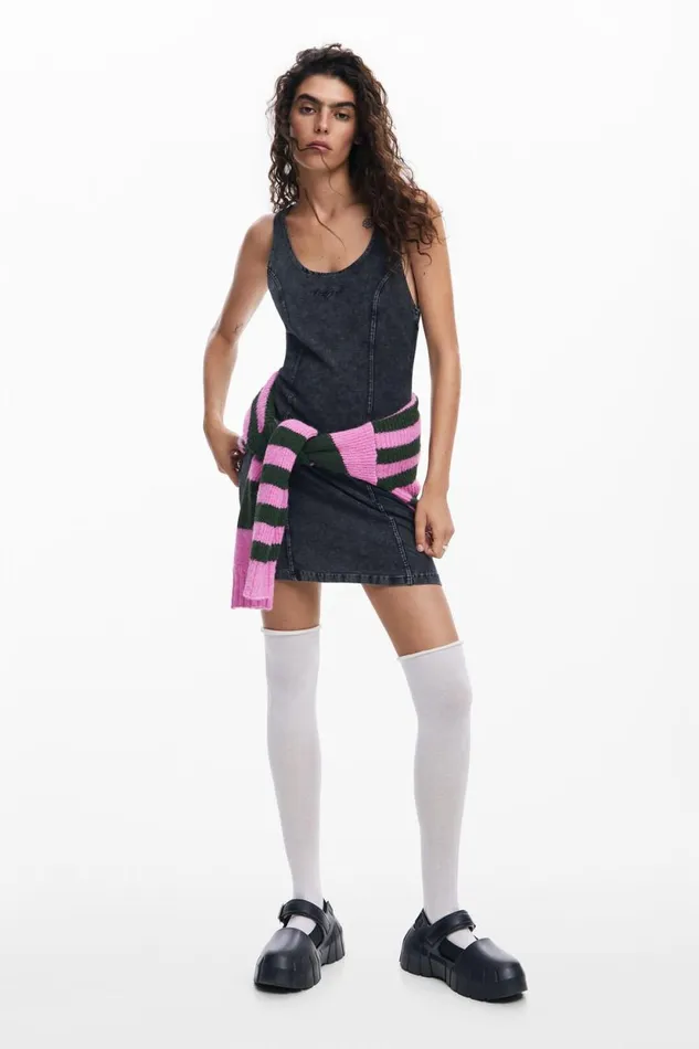 Dresses And Jumpsuits Women Desigual Washedeffect Denim Dress Black