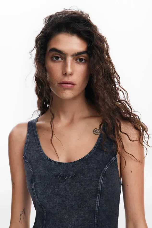 Dresses And Jumpsuits Women Desigual Washedeffect Denim Dress Black