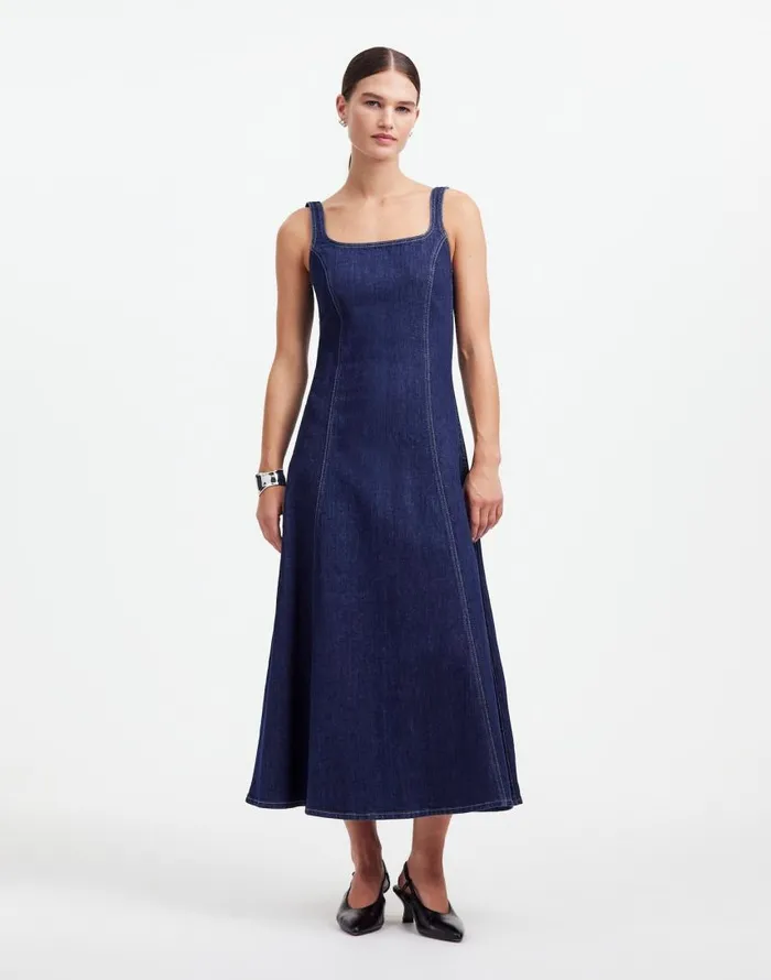 Dresses Women Madewell Alexa Chung For Madewell Denim Tank Midi Dress In Pellson Wash Pellson Wash