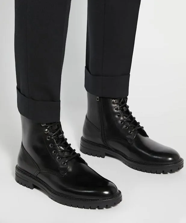 Dune London Black Boots Men Chunky Lace Up Boots Black