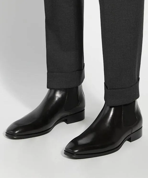 Dune London Black Boots Men Leather Chelsea Boots Black