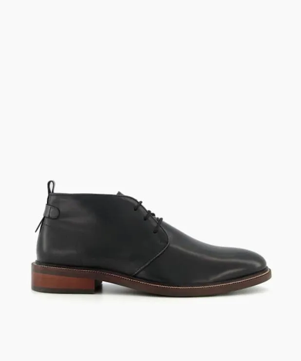Dune London Black Boots Men Leather Chukka Boots Black