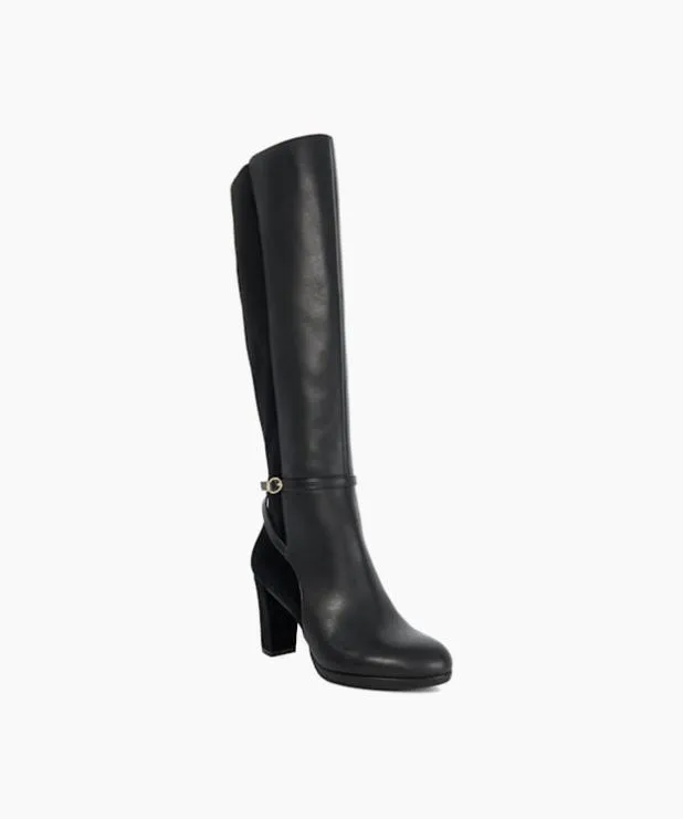 Dune London Black Boots Women Knee High Block Heel Boots Black
