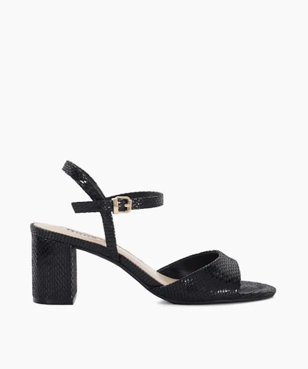 Dune London Black Sandals Women Block Heel Ankle Strap Sandals Black