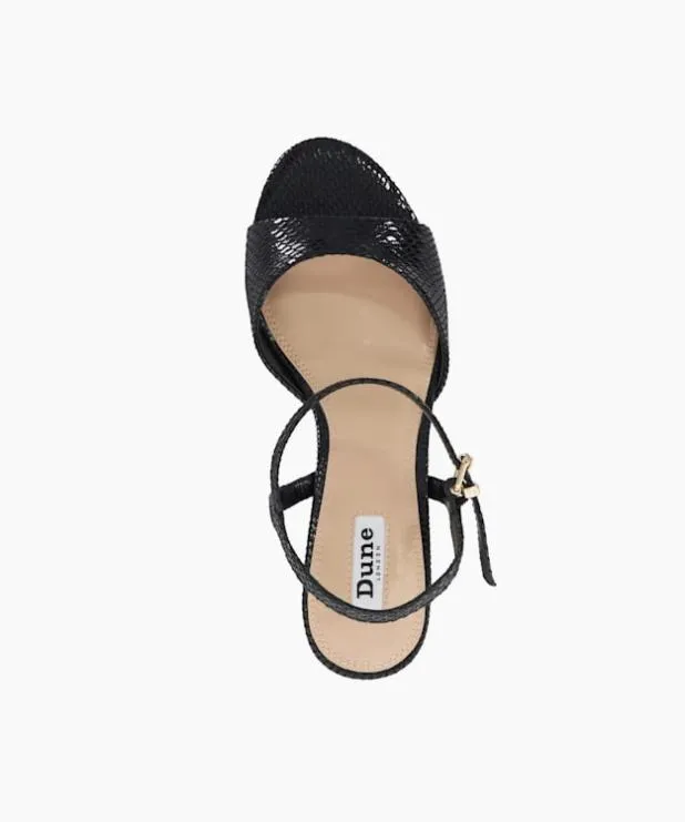 Dune London Black Sandals Women Block Heel Ankle Strap Sandals Black