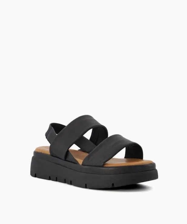 Dune London Black Sandals Women Padded Flatform Sandals Black