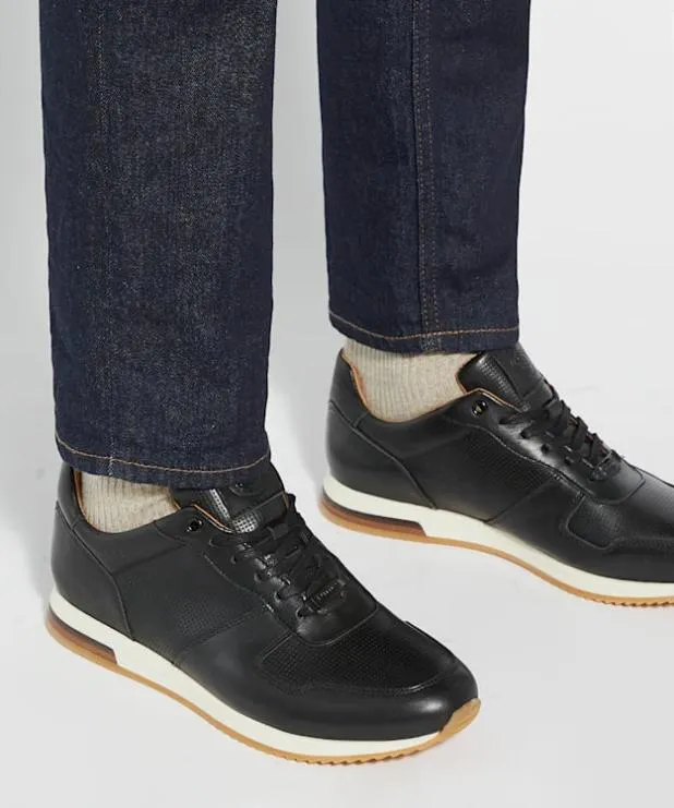 Dune London Black Shoes Men LaceUp Runner Trainers Black