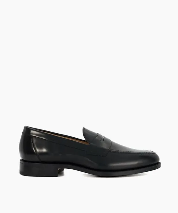Dune London Black Shoes Men Loake Leather Slip On Penny Loafer Black