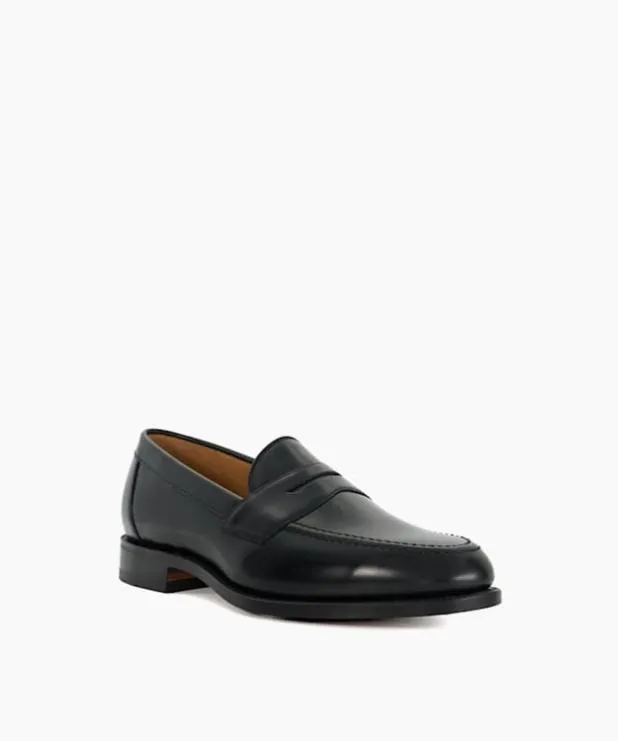Dune London Black Shoes Men Loake Leather Slip On Penny Loafer Black