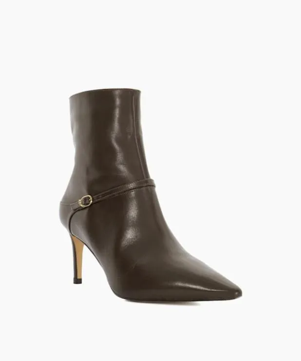 Dune London Brown Boots Women Heeled Leather Ankle Boots Brown
