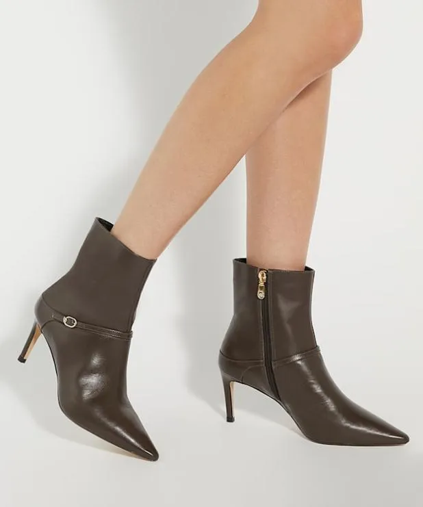 Dune London Brown Boots Women Heeled Leather Ankle Boots Brown