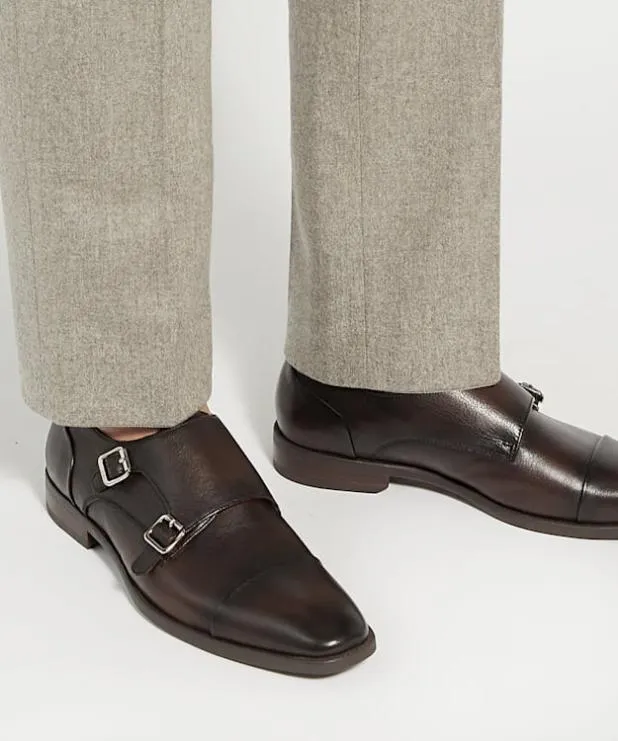 Dune London Brown Shoes Men Double Buckle Monk Shoe Brown