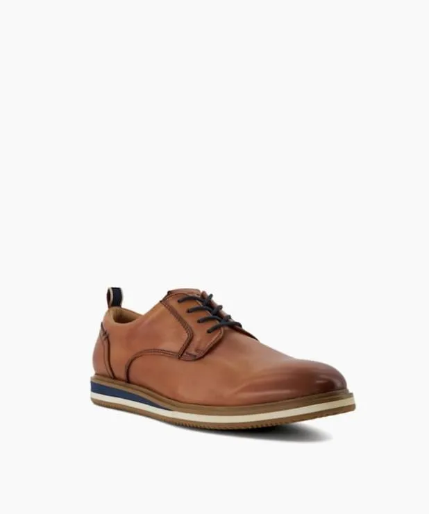 Dune London Brown Shoes Men Wide Fit Leather Hybrid Shoes Brown