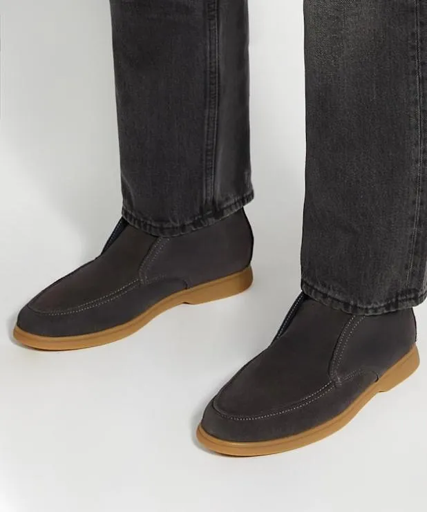 Dune London Casual Boots Men Suede Round Toe SlipOn Ankle Boots Grey
