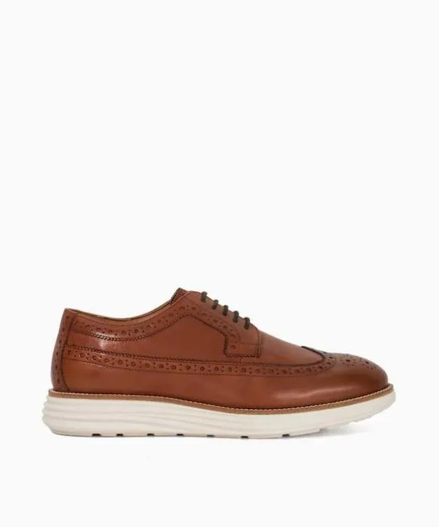 Dune London Casual Shoes Men Layered Sole Lace Up Brogues Brown