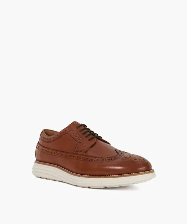 Dune London Casual Shoes Men Layered Sole Lace Up Brogues Brown