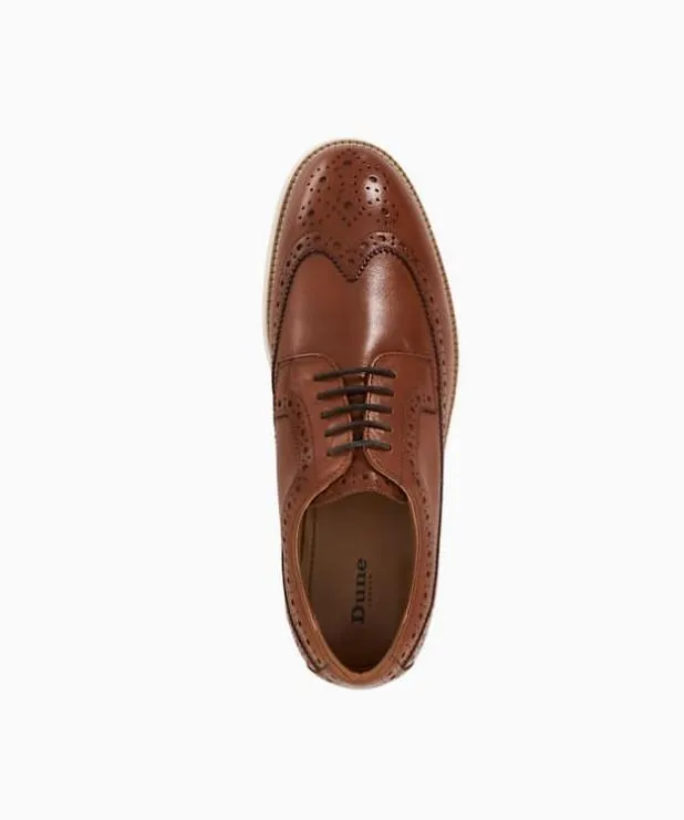 Dune London Casual Shoes Men Layered Sole Lace Up Brogues Brown