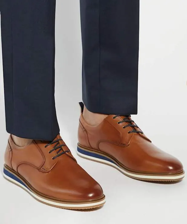 Dune London Casual Shoes Men Leather Hybrid Trainers Brown