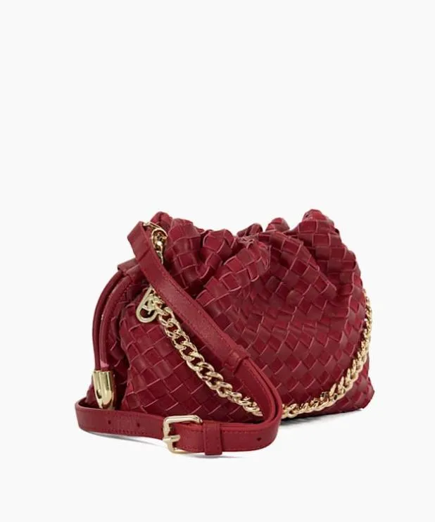 Dune London Crossbody Bags Women Small Drawstring Woven Leather Bag Red