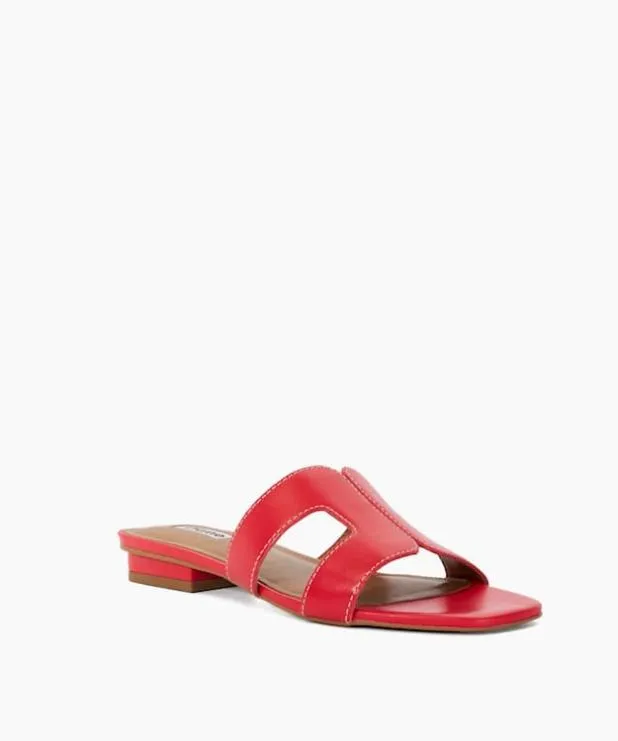 Dune London Flat Sandals Women Smart Slider Sandals Red