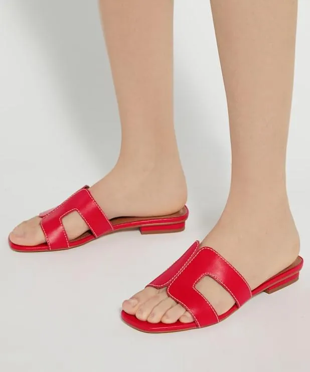 Dune London Flat Sandals Women Smart Slider Sandals Red