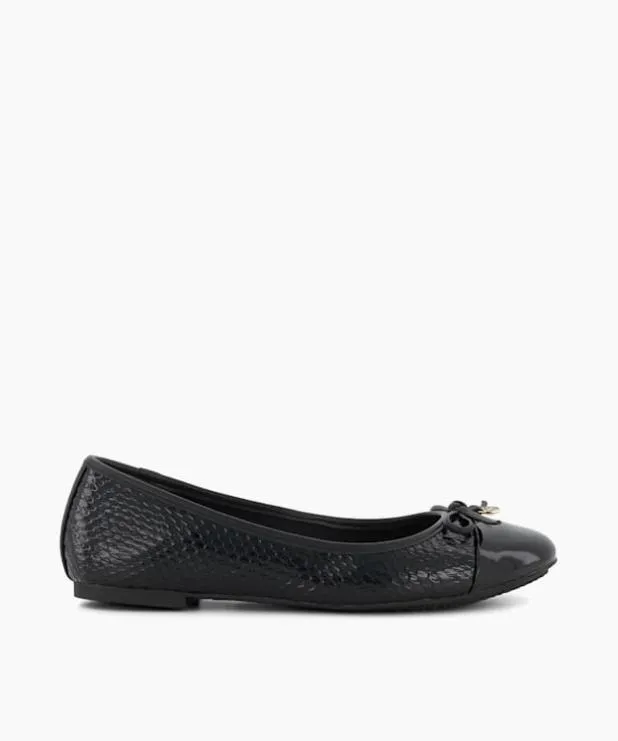Dune London Flat Shoes Women Wide Fit CharmDetail Ballet Shoes Black