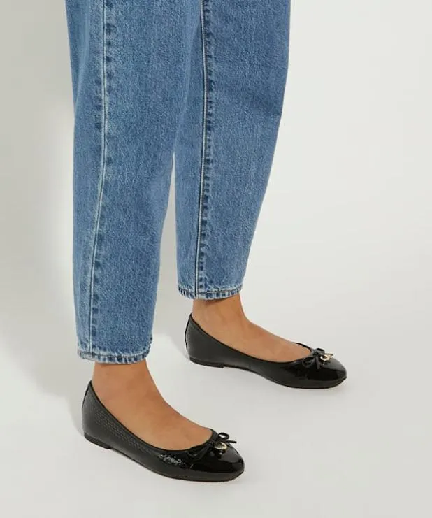 Dune London Flat Shoes Women Wide Fit CharmDetail Ballet Shoes Black