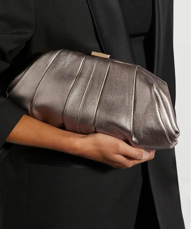 Dune London Handbags Women Oversized Leather Handheld Clutch Metallic