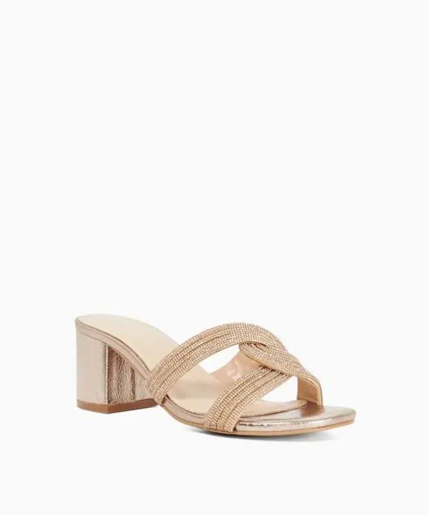 Dune London Heeled Sandals Women Block Heel Embellished Sandals Metallic