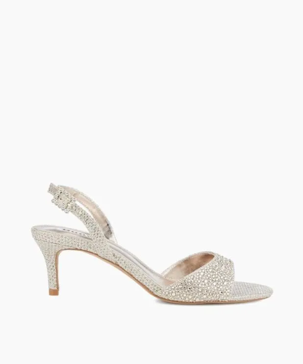 Dune London Heeled Sandals Women Hotfix Ankle Strap Heels Metallic