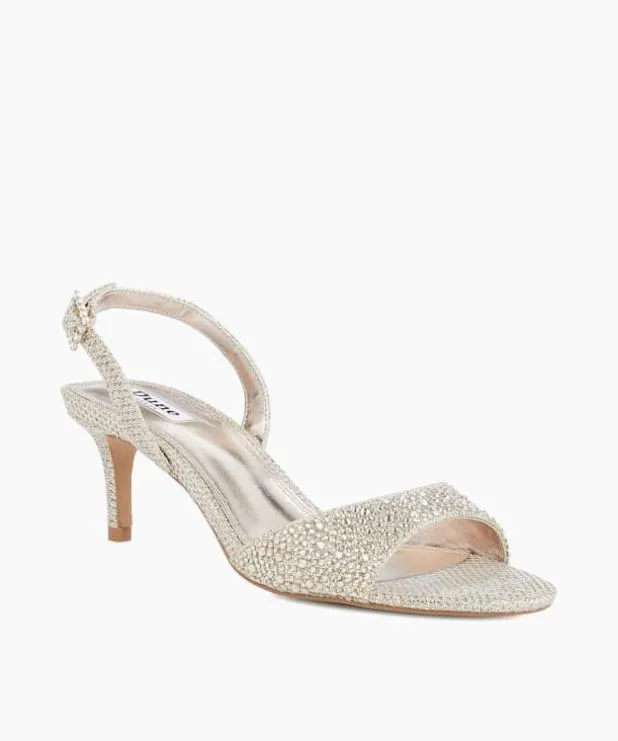 Dune London Heeled Sandals Women Hotfix Ankle Strap Heels Metallic