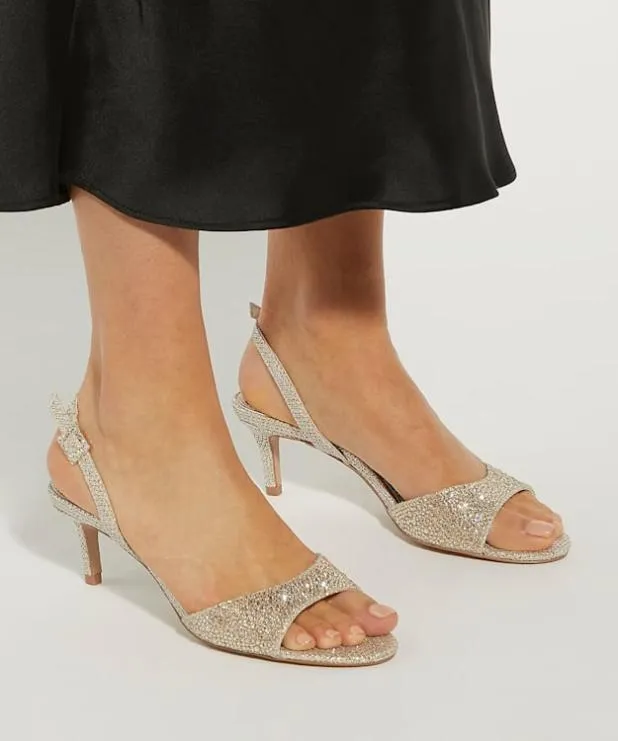 Dune London Heeled Sandals Women Hotfix Ankle Strap Heels Metallic