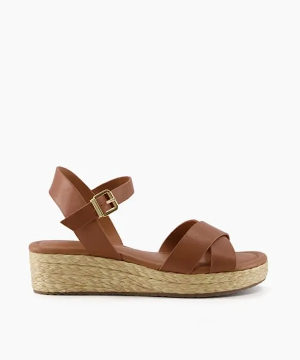 Dune London Heeled Sandals Women Wide Fit Woven Flatform Sandals Brown